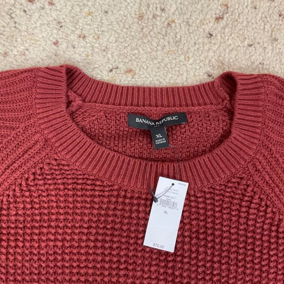 NEW Banana Republic Crewneck Sweater Waffle Deep Red Size XL Men's - Picture 4 of 4
